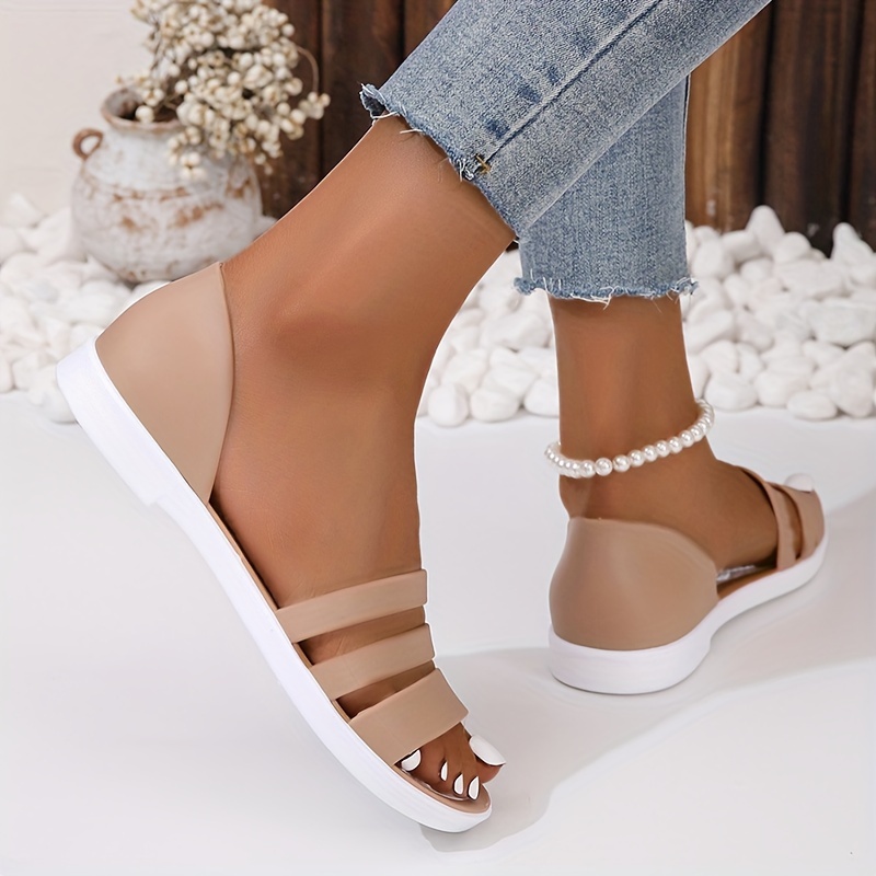 womens slip on flat sandals casual open toe summer outdoor shoes lightweight beach sandals details 1